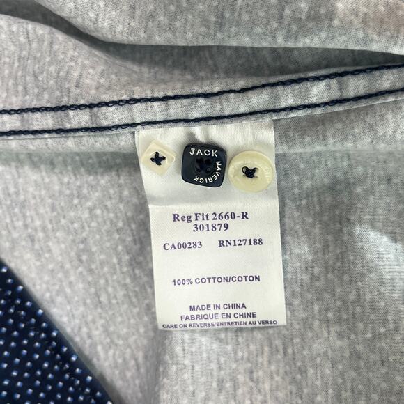 John Maverick Performance Shirt Mens Size 2XL Navy‎ Blue Diamond Print Button Up - Picture 7 of 9